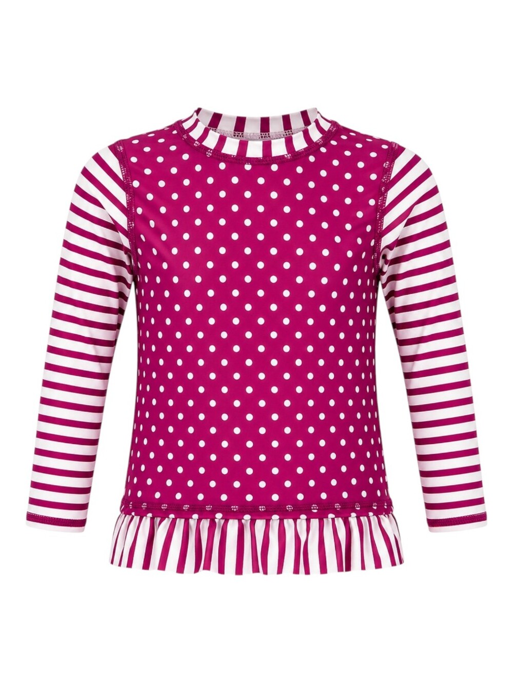 Ruffle Butts Kids Pink Stripes Polka Dots Long Sleeve Swim Rash Guard Girls 4T